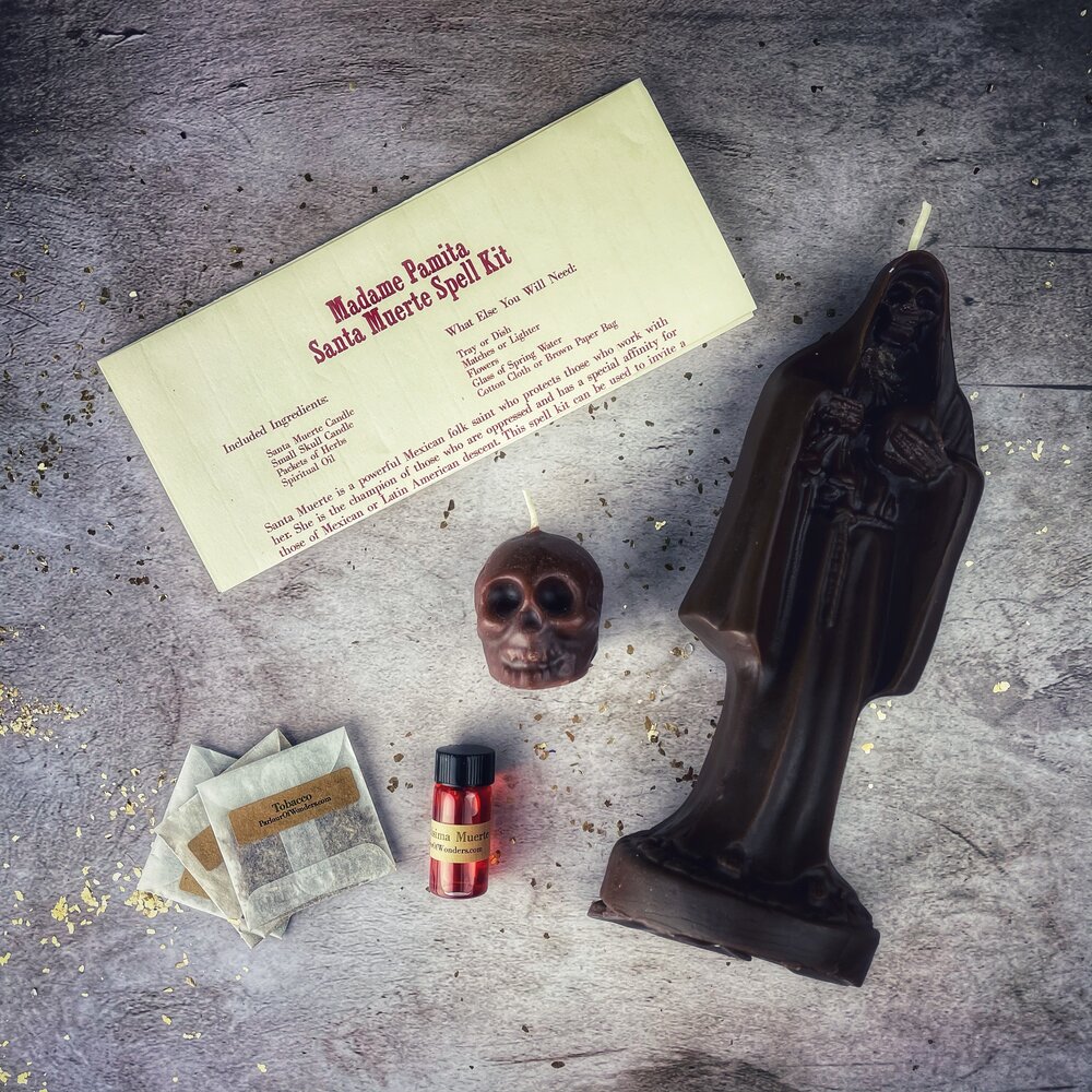 Santa Muerte Candle Spell Kit - Sacred Folk Saint Devotion & Protection