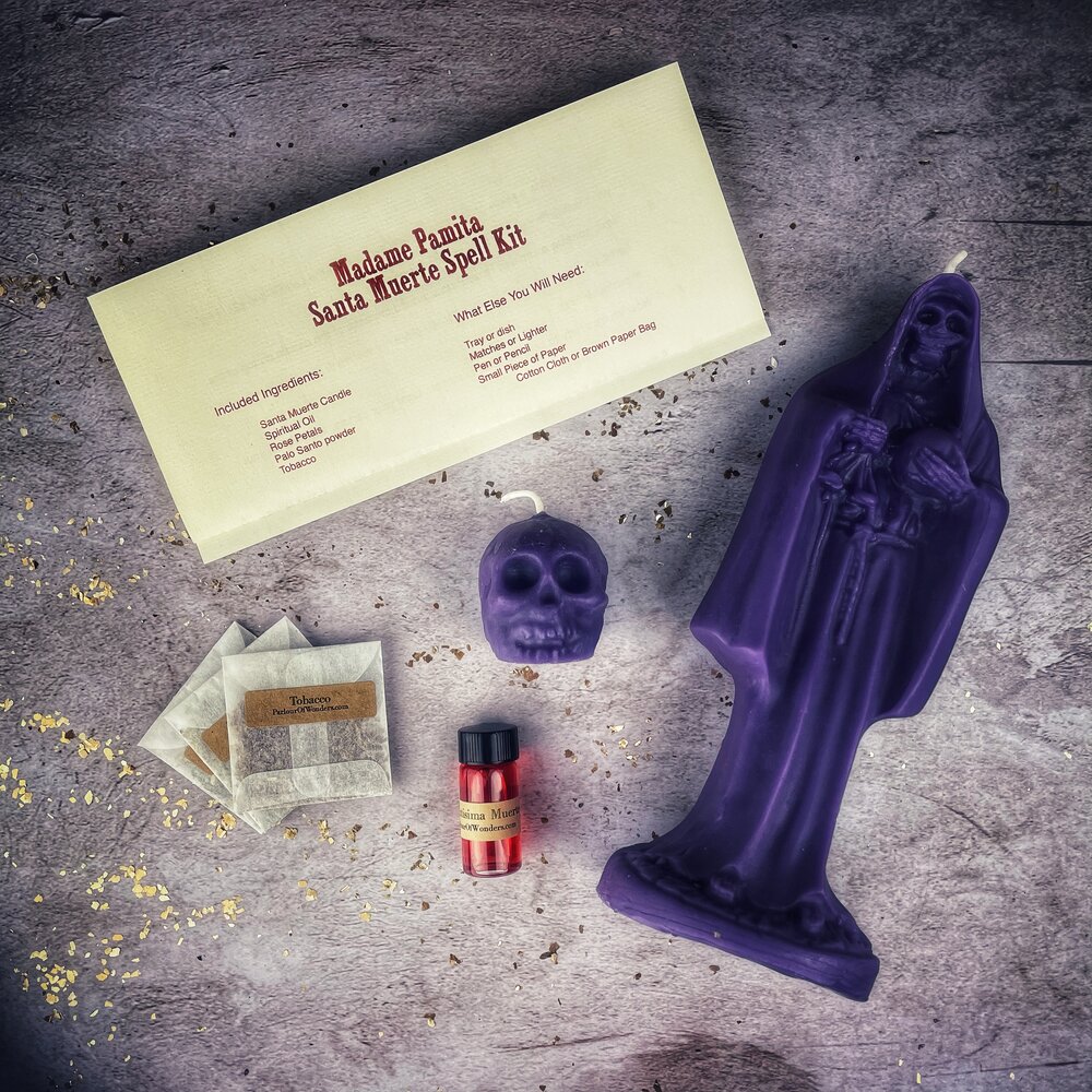 Santa Muerte Candle Spell Kit - Sacred Folk Saint Devotion & Protection