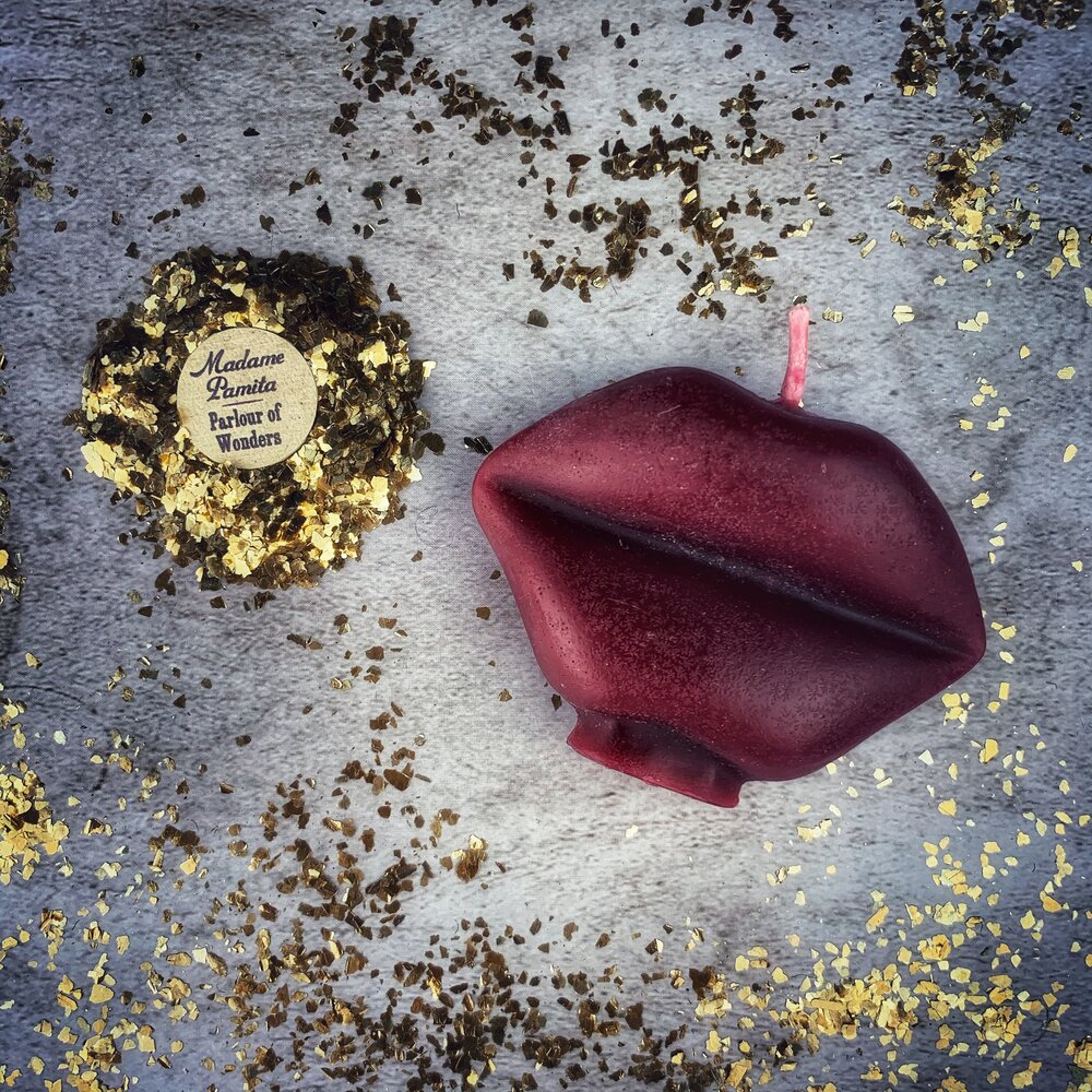 Beeswax Talk to Me Lips Spell Candle - Communication & Passion Magic