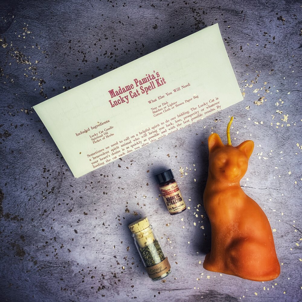 Lucky Cat Candle Spell Kit - Fast Action & Manifestation Magic