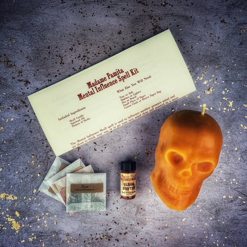 Mental Influence Skull Candle Spell Kit - Mind Control & Mental Clarity