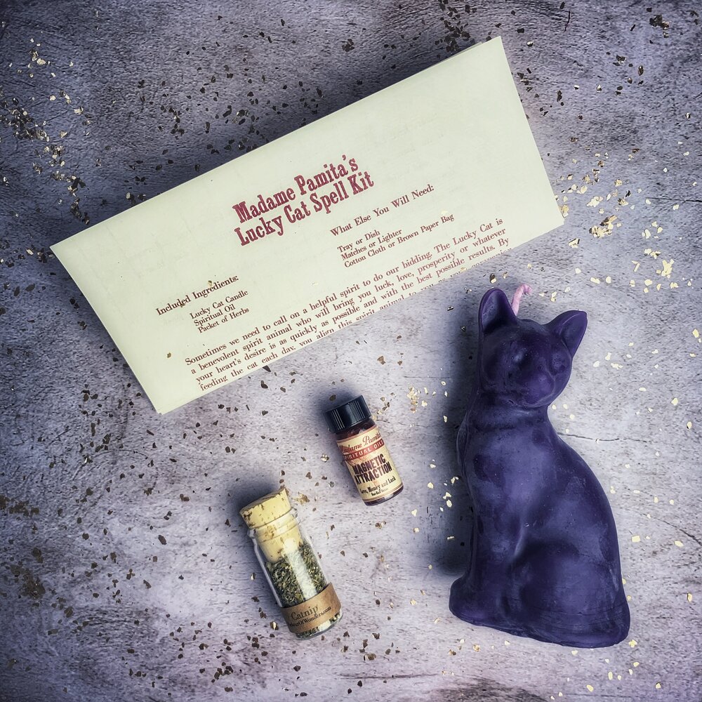 Lucky Cat Candle Spell Kit - Fast Action & Manifestation Magic