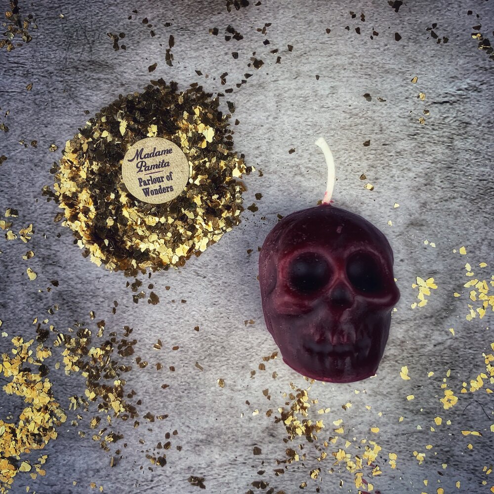 Beeswax Small Skull Spell Candle - Mind Influence & Ancestral Wisdom Magic