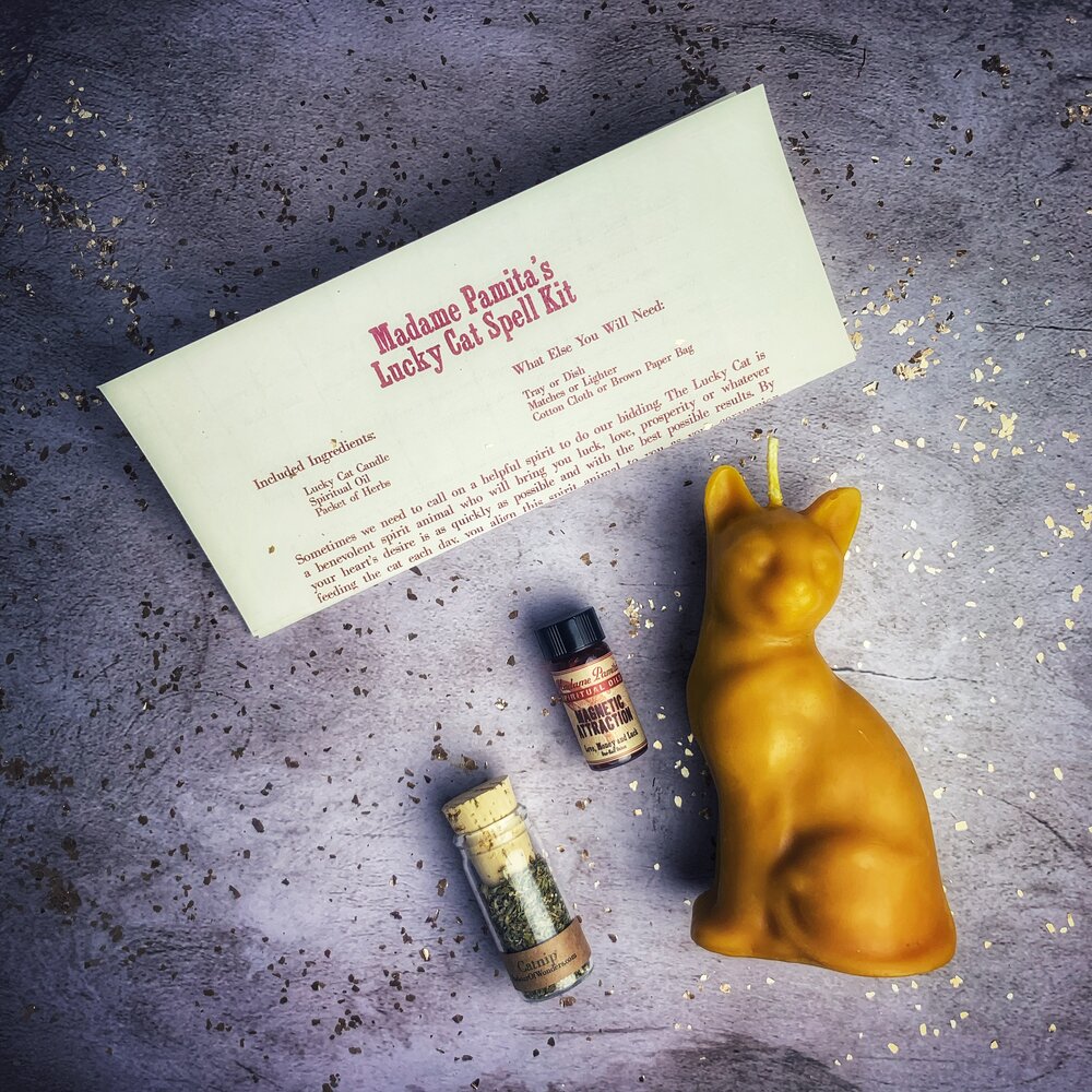 Lucky Cat Candle Spell Kit - Fast Action & Manifestation Magic
