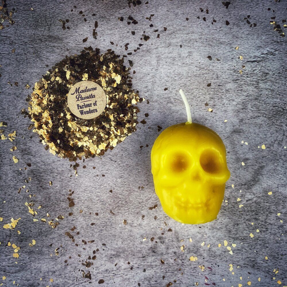 Beeswax Small Skull Spell Candle - Mind Influence & Ancestral Wisdom Magic