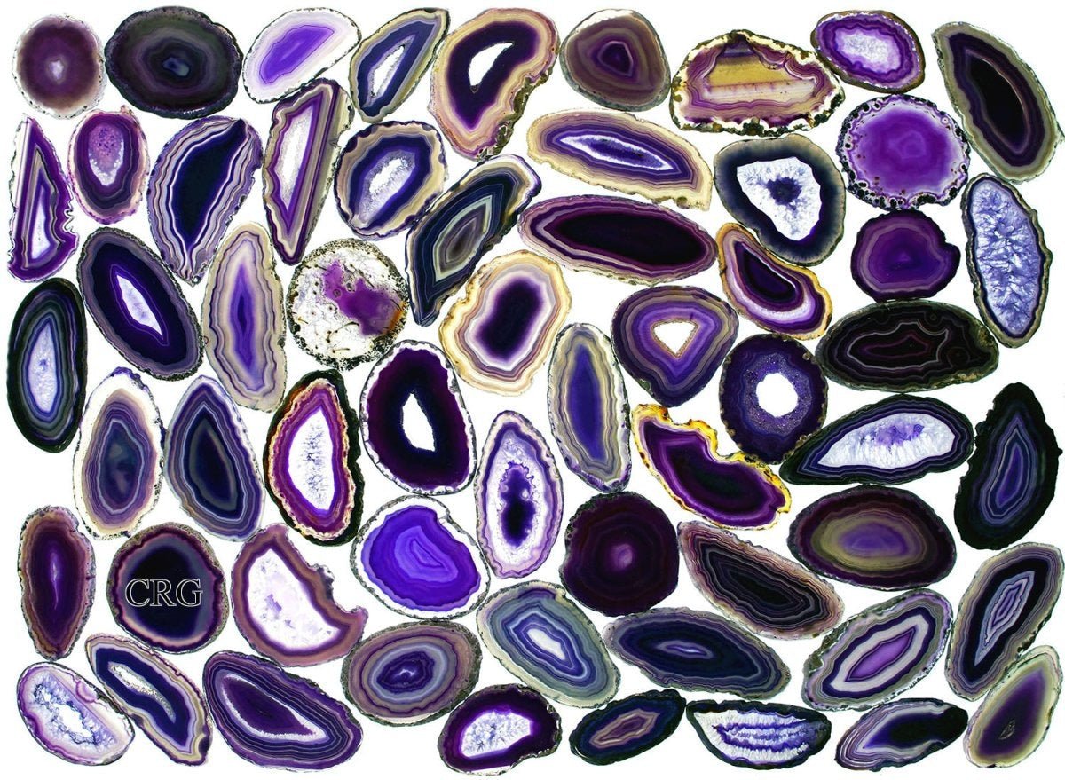 Purple Agate Slice (Size #1) (2.5 to 3.5 inches) Grade A Brazilian Agate Geode Slice