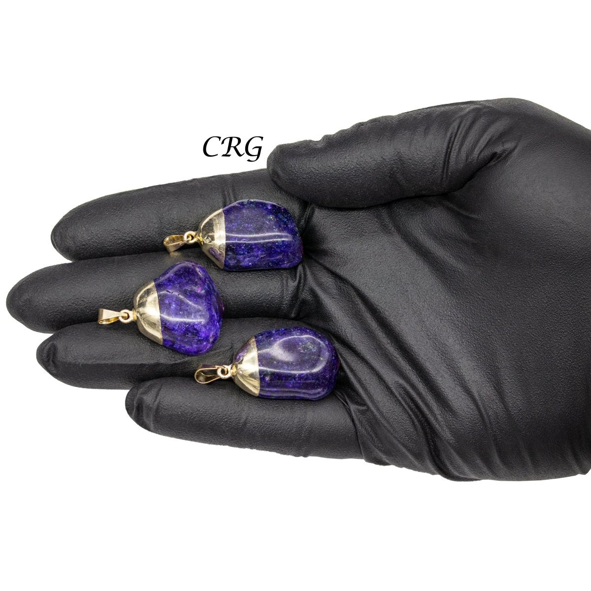 Purple Crackle Quartz Pendant with Gold Plating (0.75 Inch) (4 Pieces)