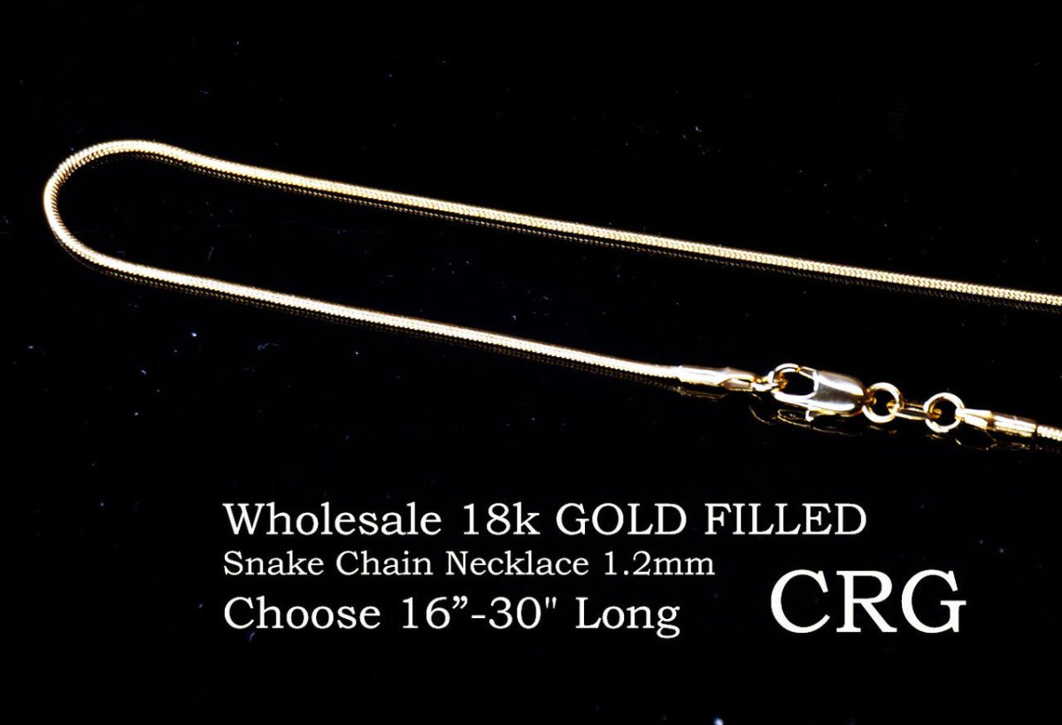 QTY 1 - 18k Gold Filled Snake Chain / 1.2mm W x 16" L