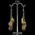 QTY 1 - 3-Point Citrine Dangle Earrings with Gold Plating / 1-2" AVG
