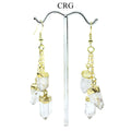 Clear Quartz Triple Point Earrings with Gold Plating (2 Inches) (1 Pair)