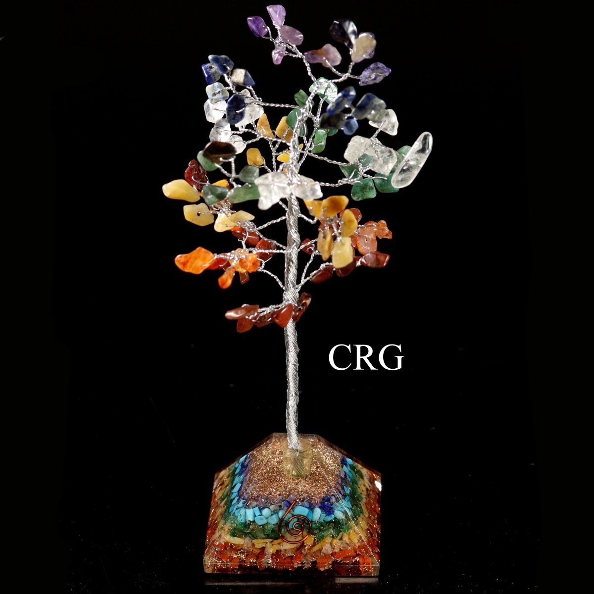 QTY 1 - 7 Stone 100 Chip Tree with Orgonite Pyramid Base