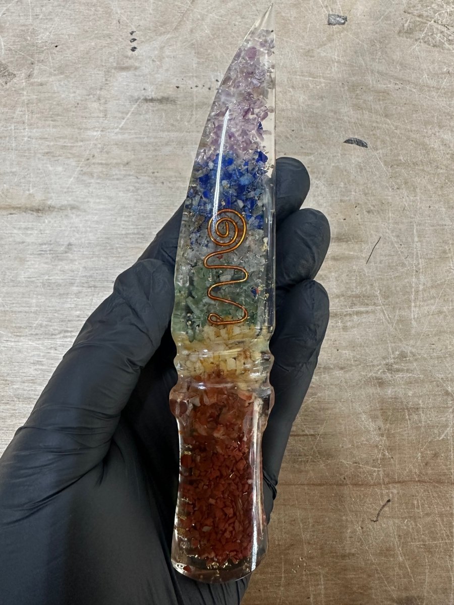 QTY 1 - 7 Stone Orgonite Dagger / 6.5" Avg