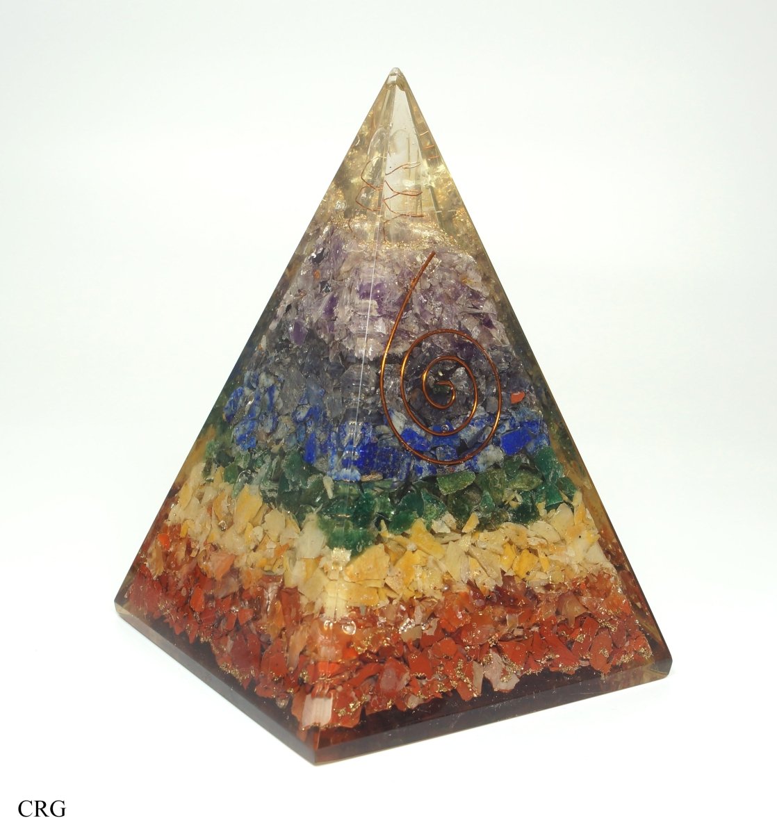 QTY 1 - 7 Stone Orgonite Pyramid w/ Copper / 5" Tall AVG