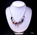 QTY 1 - 9 Piece Crystal Charm Necklace / 18" Silver Plated
