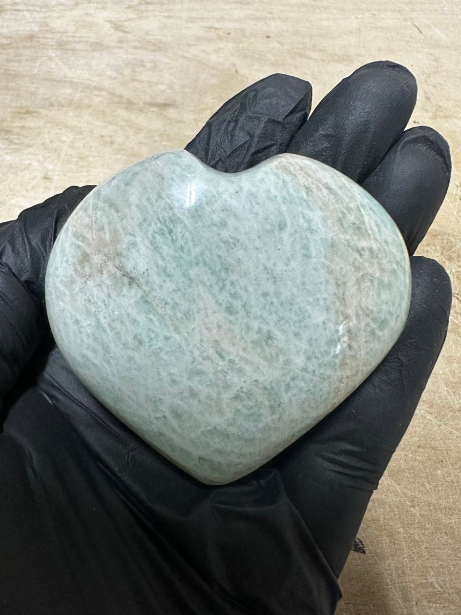QTY 1 - Amazonite Puffy Heart / XL Palm Size