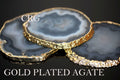 QTY 1 - Amber/Red Gold Plated Agate Slice / #2 / 2.75-3"