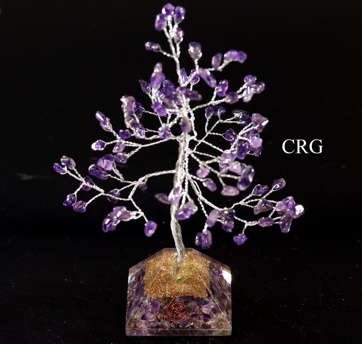 QTY 1 - Amethyst 100 Chip Tree with Orgonite Pyramid Base