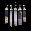 QTY 1 - Amethyst Bar Pendant with Silver Plating / 40-50mm AVG