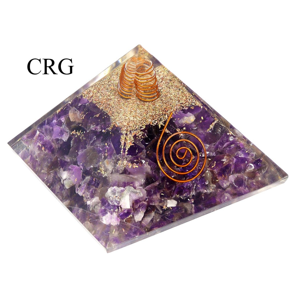 QTY 1 - Amethyst Chip Orgonite Pyramid w/ Copper / 3" Avg