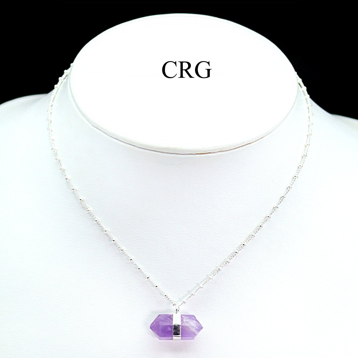 Amethyst Double Terminated Point Necklace with Silver Plating (18 Inches) (1 Piece)
