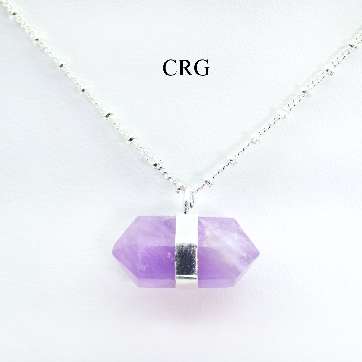 Amethyst Double Terminated Point Necklace with Silver Plating (18 Inches) (1 Piece)