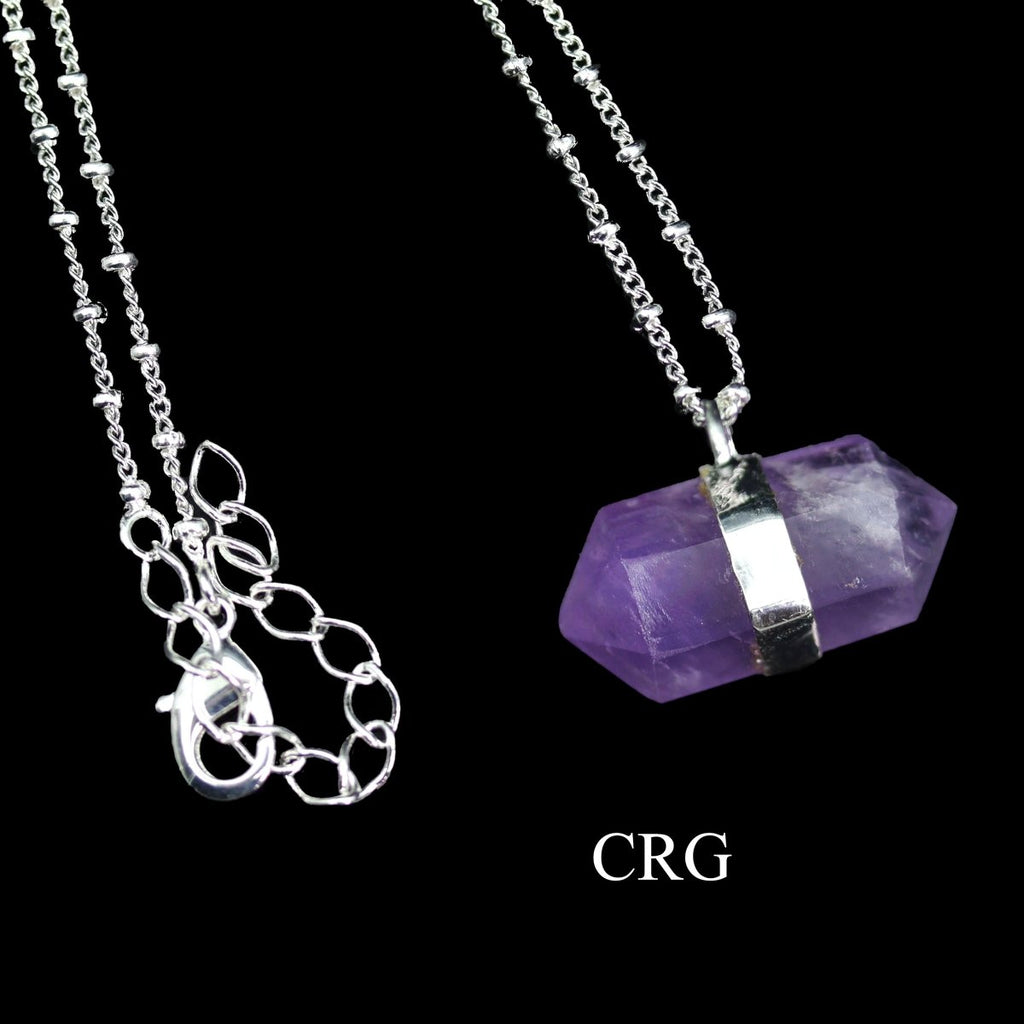Amethyst Double Terminated Point Necklace with Silver Plating (18 Inches) (1 Piece)
