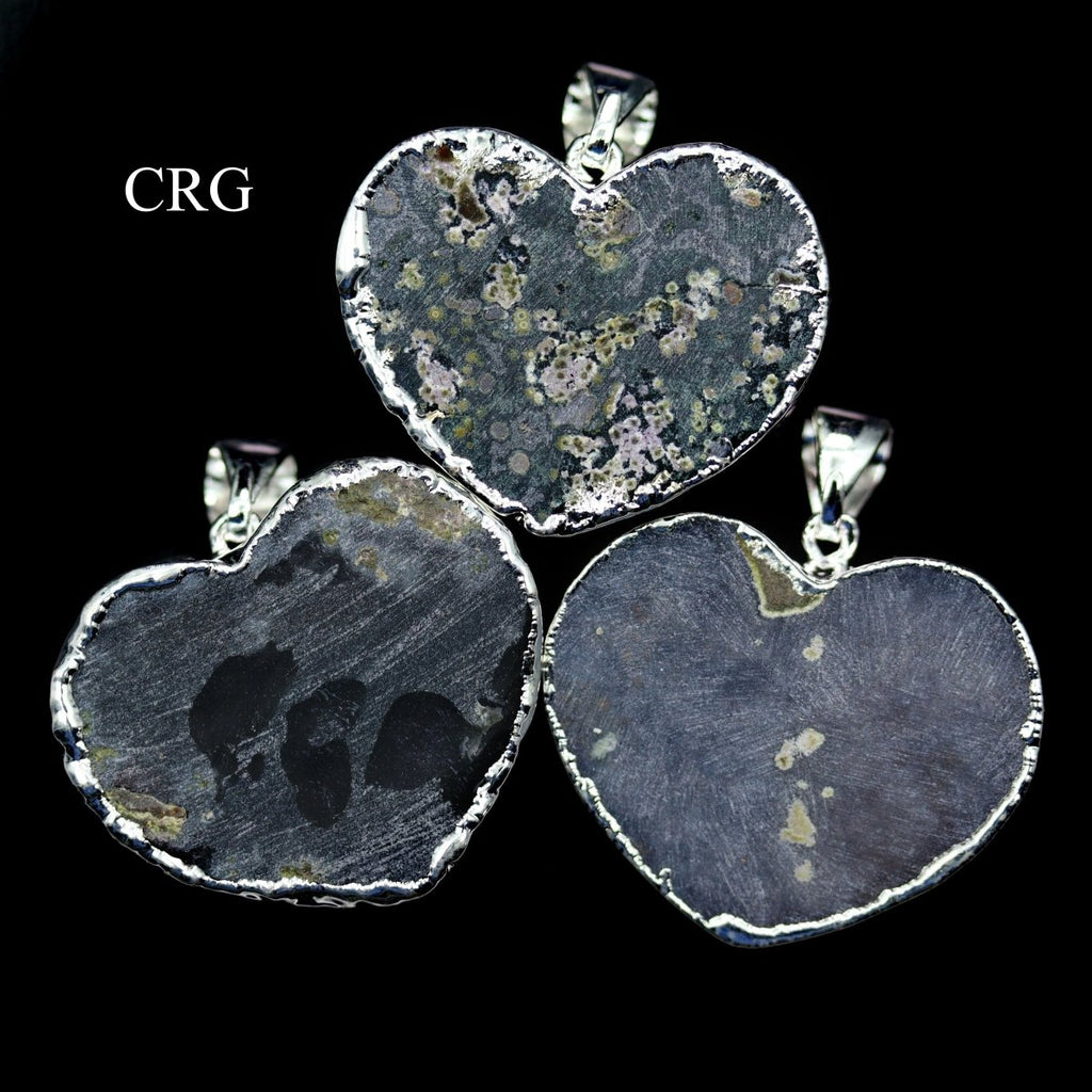 QTY 1 - Amethyst Druzy Heart Pendant with Silver Plating / 1" AVG