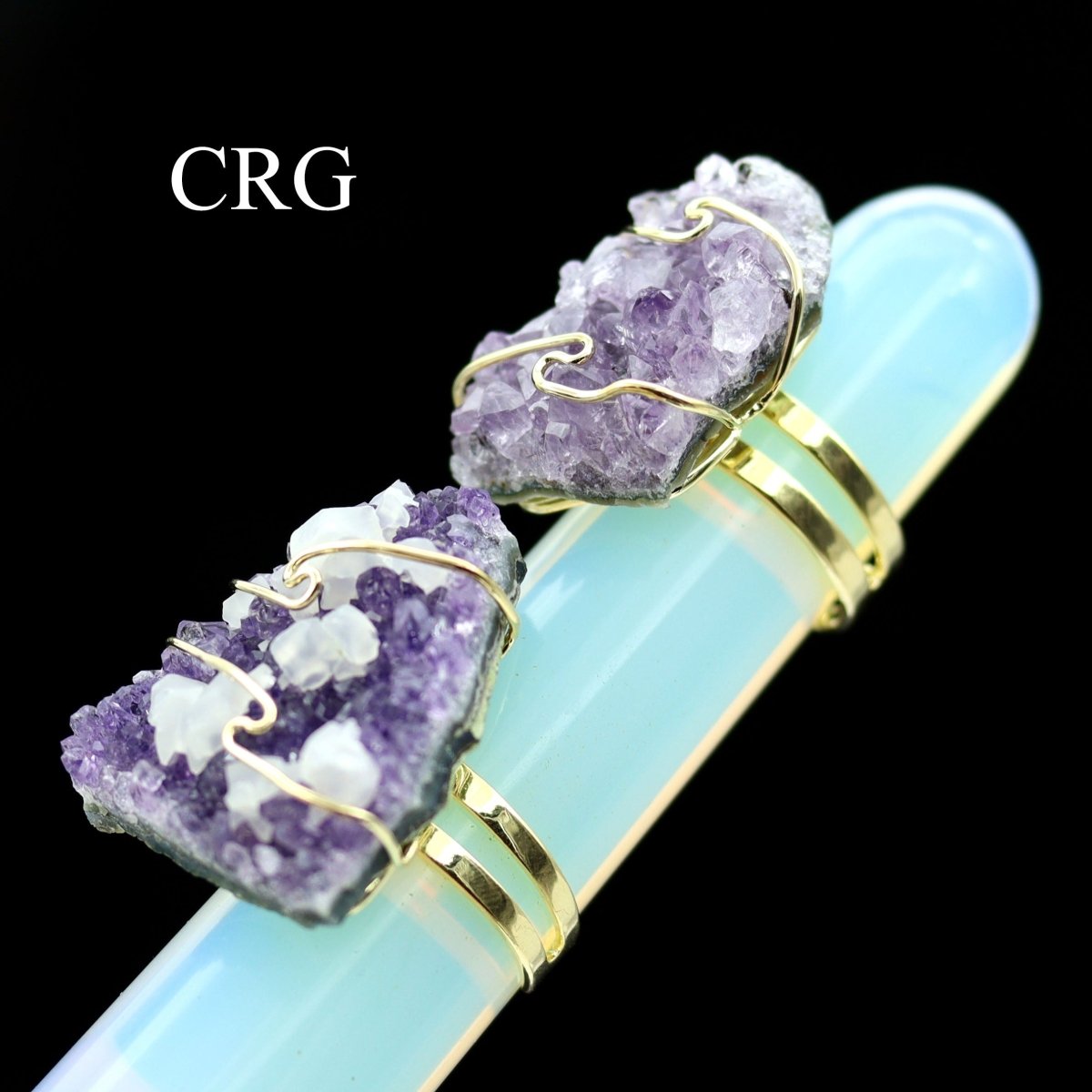 QTY 1 - Amethyst Druzy Ring / Gold Plated / ADJUSTABLE
