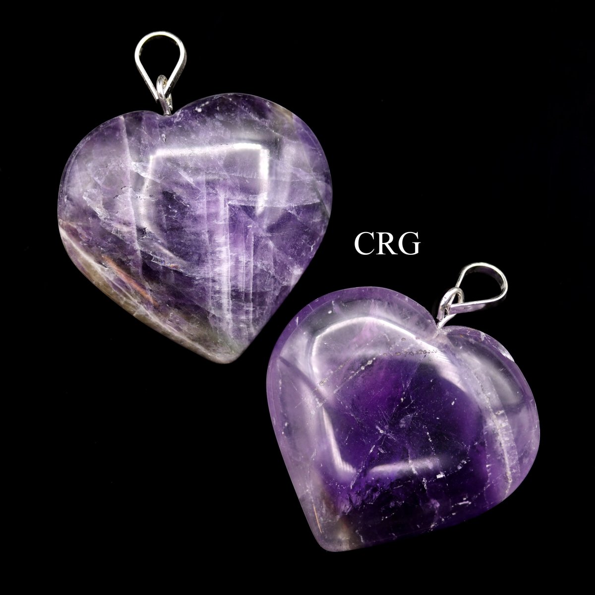 QTY 1 - Amethyst Heart Pendant w/ Silver Bail / 1" Avg