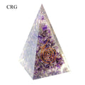 QTY 1 - Amethyst Orgonite Pyramid w/ Copper / 5" Tall AVG