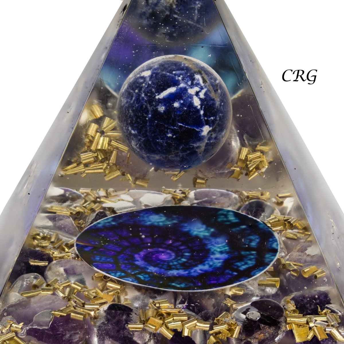 QTY 1 - Amethyst Orgonite Pyramid with Lapis Sphere / 3-4" AVG