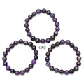 Qty 1 - Amethyst Premium Bead Stretch Bracelet / 10 mm AVG