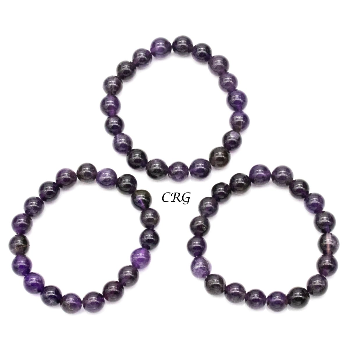 Qty 1 - Amethyst Premium Bead Stretch Bracelet / 10 mm AVG