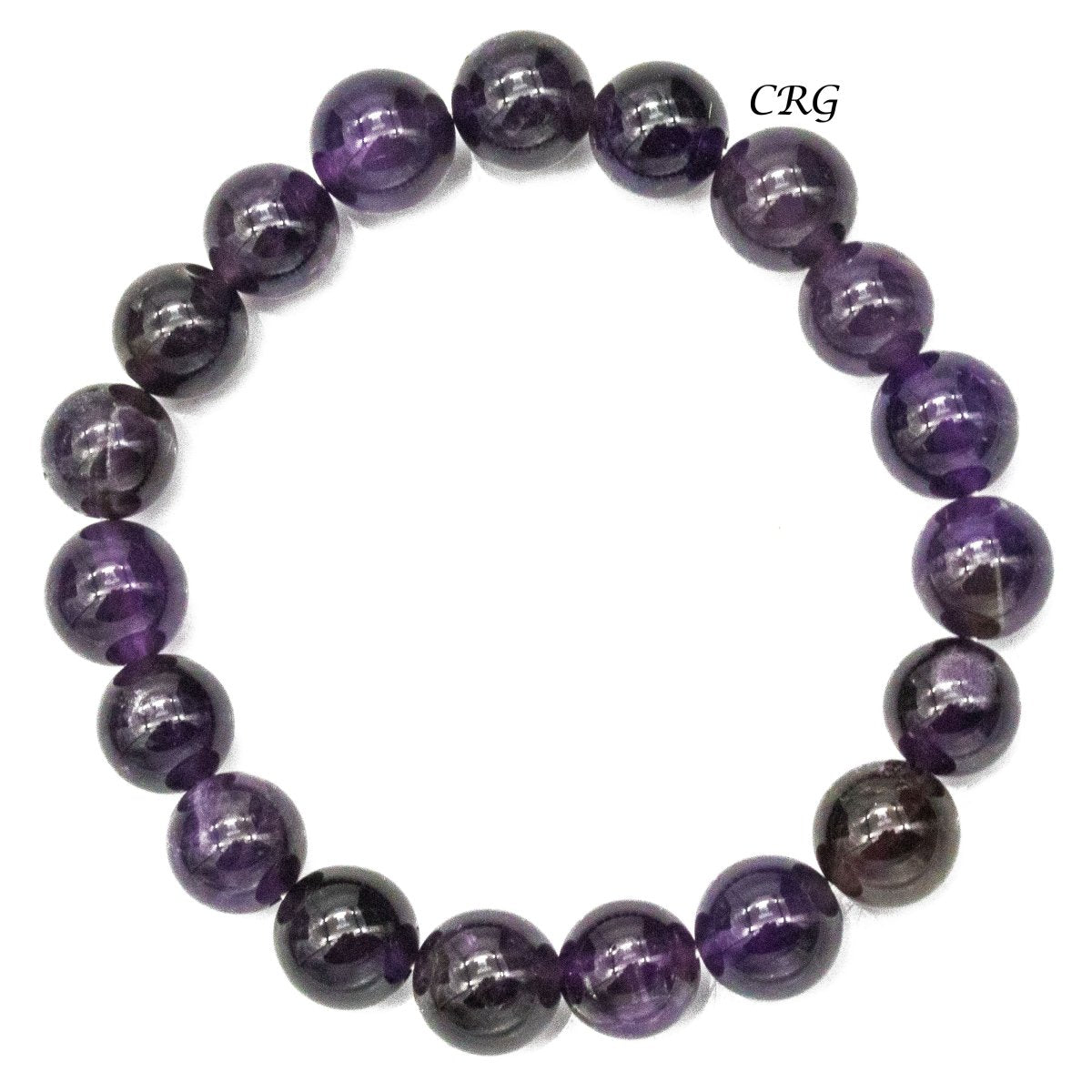 Qty 1 - Amethyst Premium Bead Stretch Bracelet / 10 mm AVG