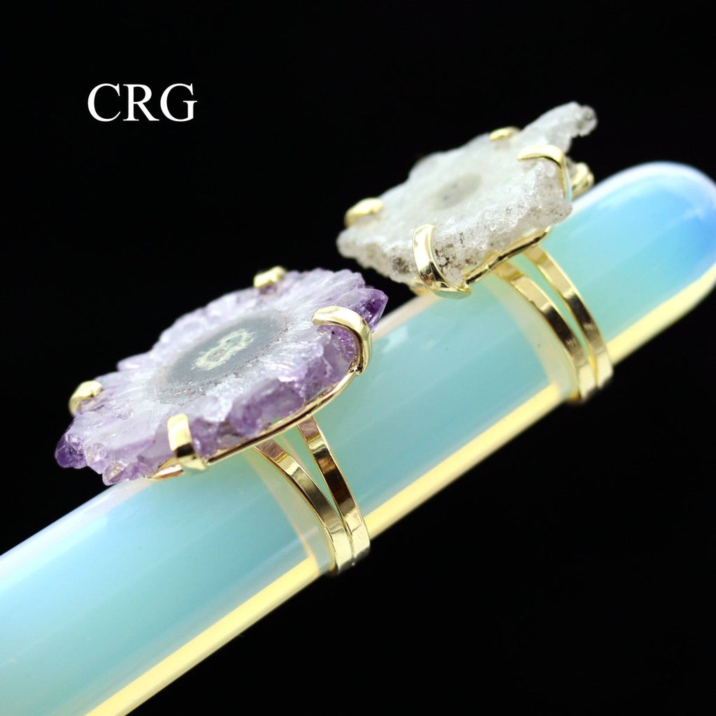QTY 1 - Amethyst Stalactite Ring / Gold Plated / ADJUSTABLE