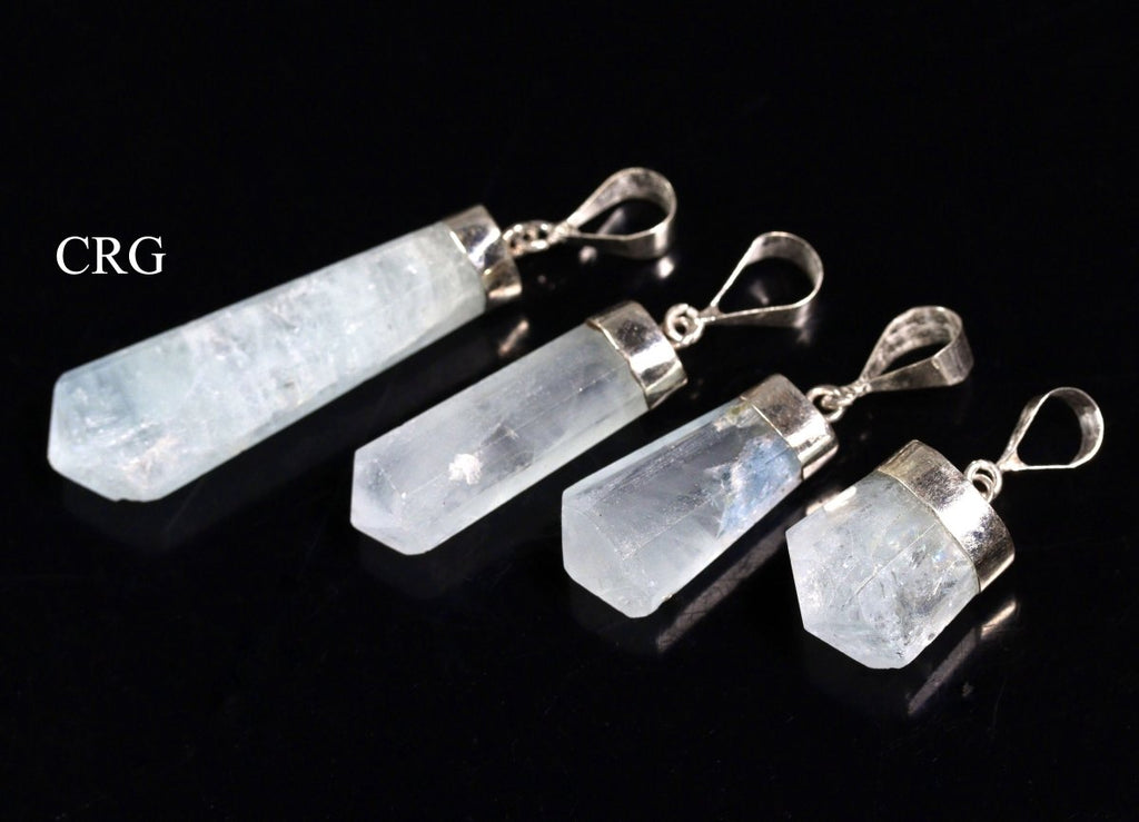QTY 1 - Aquamarine Sterling Silver Pendant / 1" Avg