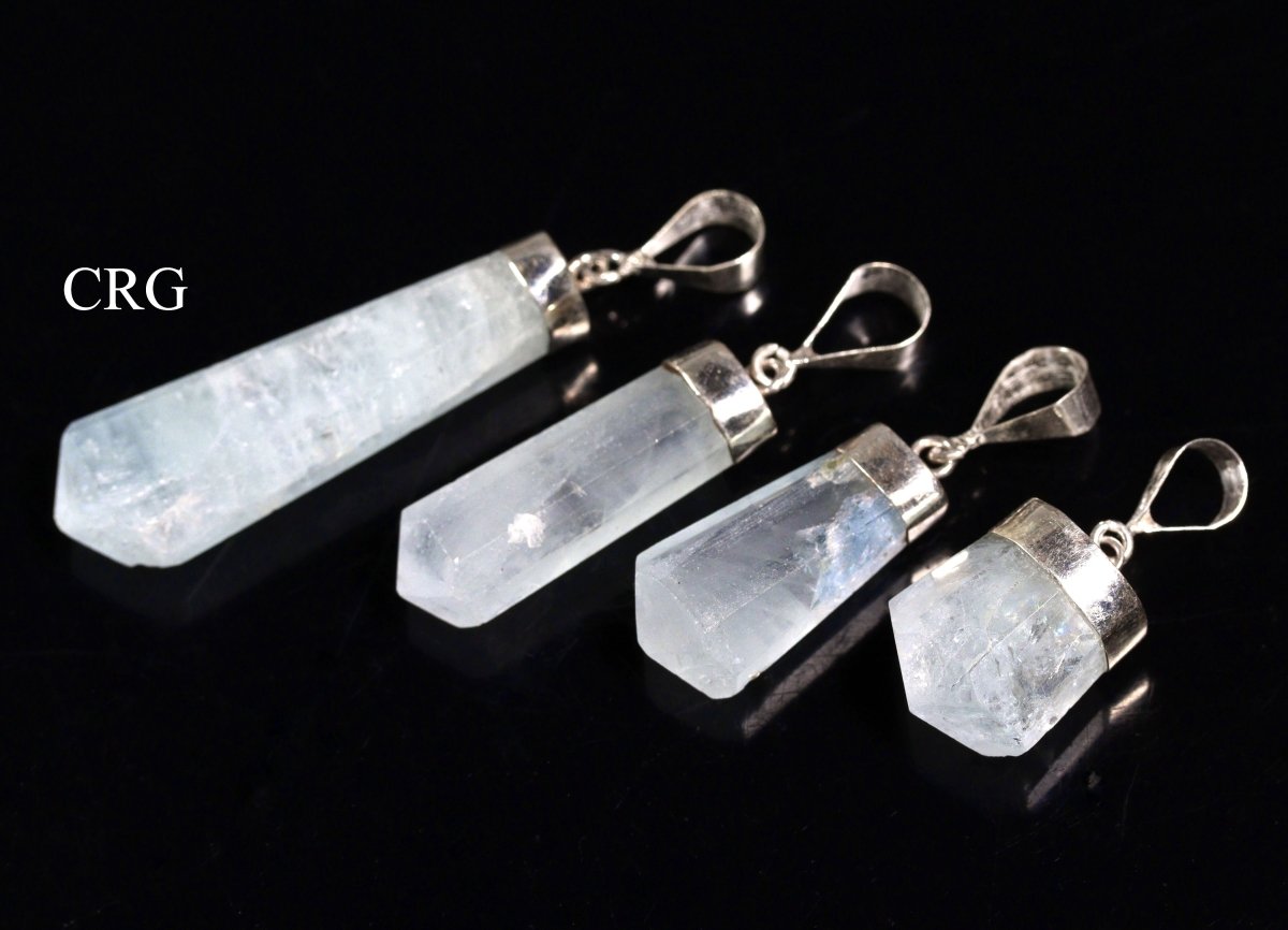 QTY 1 - Aquamarine Sterling Silver Pendant / 1" Avg