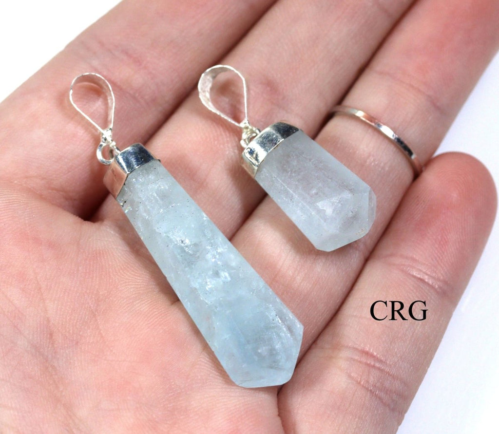 QTY 1 - Aquamarine Sterling Silver Pendant / 1" Avg