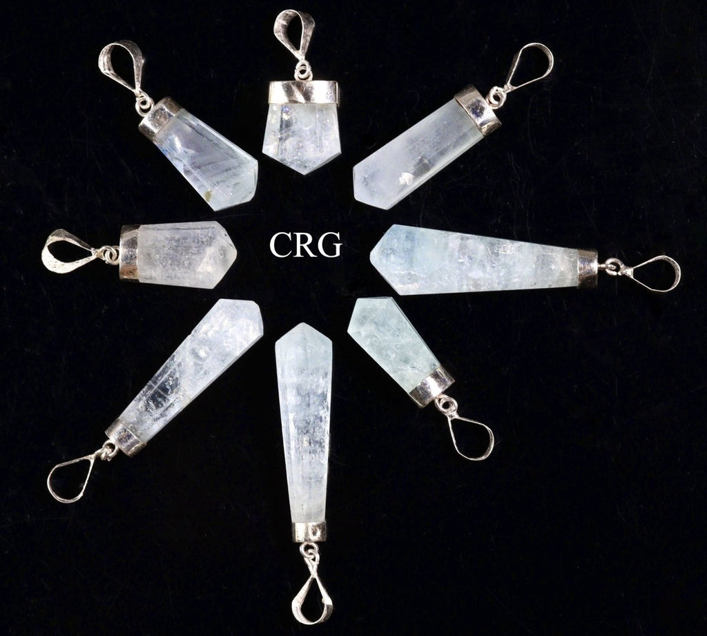 QTY 1 - Aquamarine Sterling Silver Pendant / 1" Avg