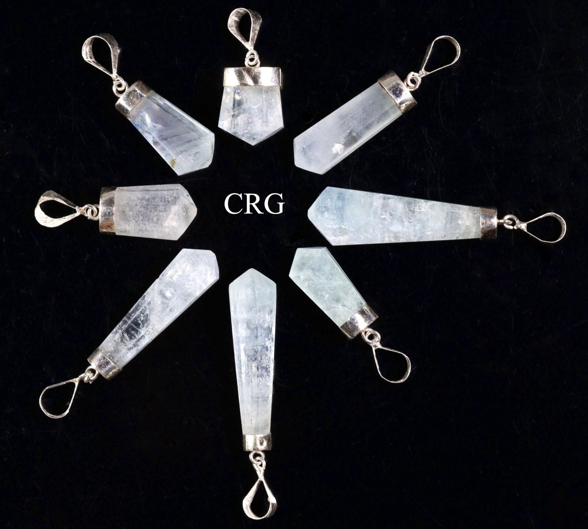 QTY 1 - Aquamarine Sterling Silver Pendant / 1" Avg