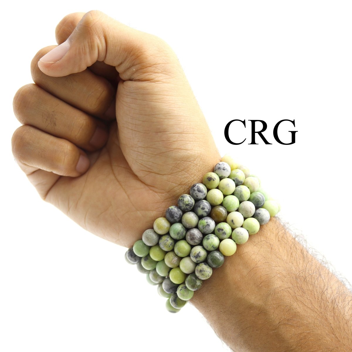 QTY 1 - Australian Green Jasper Stretch Bracelet / 8 mm Round Beads
