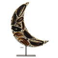 Black Agate Resin Moon on Metal Base 15 to 16 inches