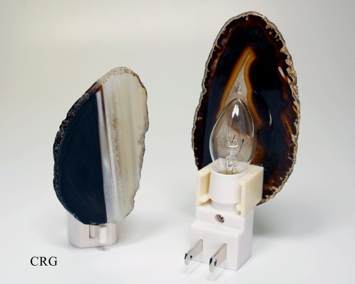 QTY 1 - Black Agate Nightlight with Bulb & Switch