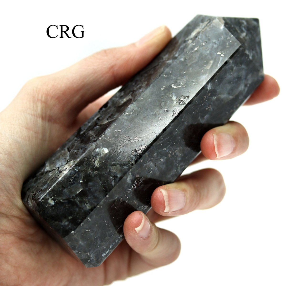 QTY 1 - Black Labradorite/Larvikite Point / 3-5" AVG