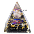 QTY 1 - Black Obsidian Orgonite Pyramid with Amethyst Sphere / 3-4" AVG