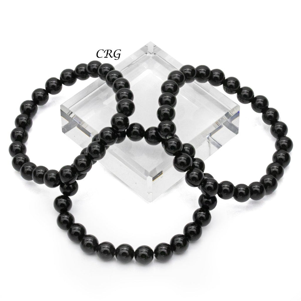 Qty 1 - Black Obsidian Premium Bead Stretch Bracelet / 8 mm AVG