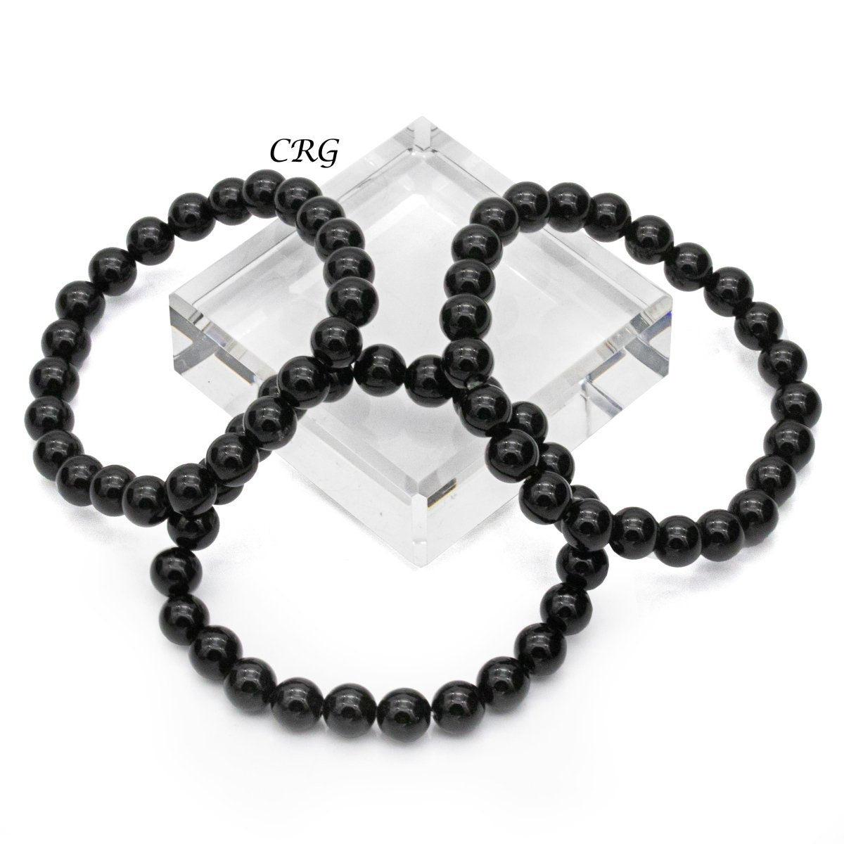 Qty 1 - Black Obsidian Premium Bead Stretch Bracelet / 8 mm AVG