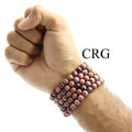 QTY 1 - Black Stripe Rhodonite Stretch Bracelet / 8 mm Round Beads