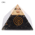QTY 1 - Black Tourmaline Chip Orgonite Pyramid with Copper / 3" Avg