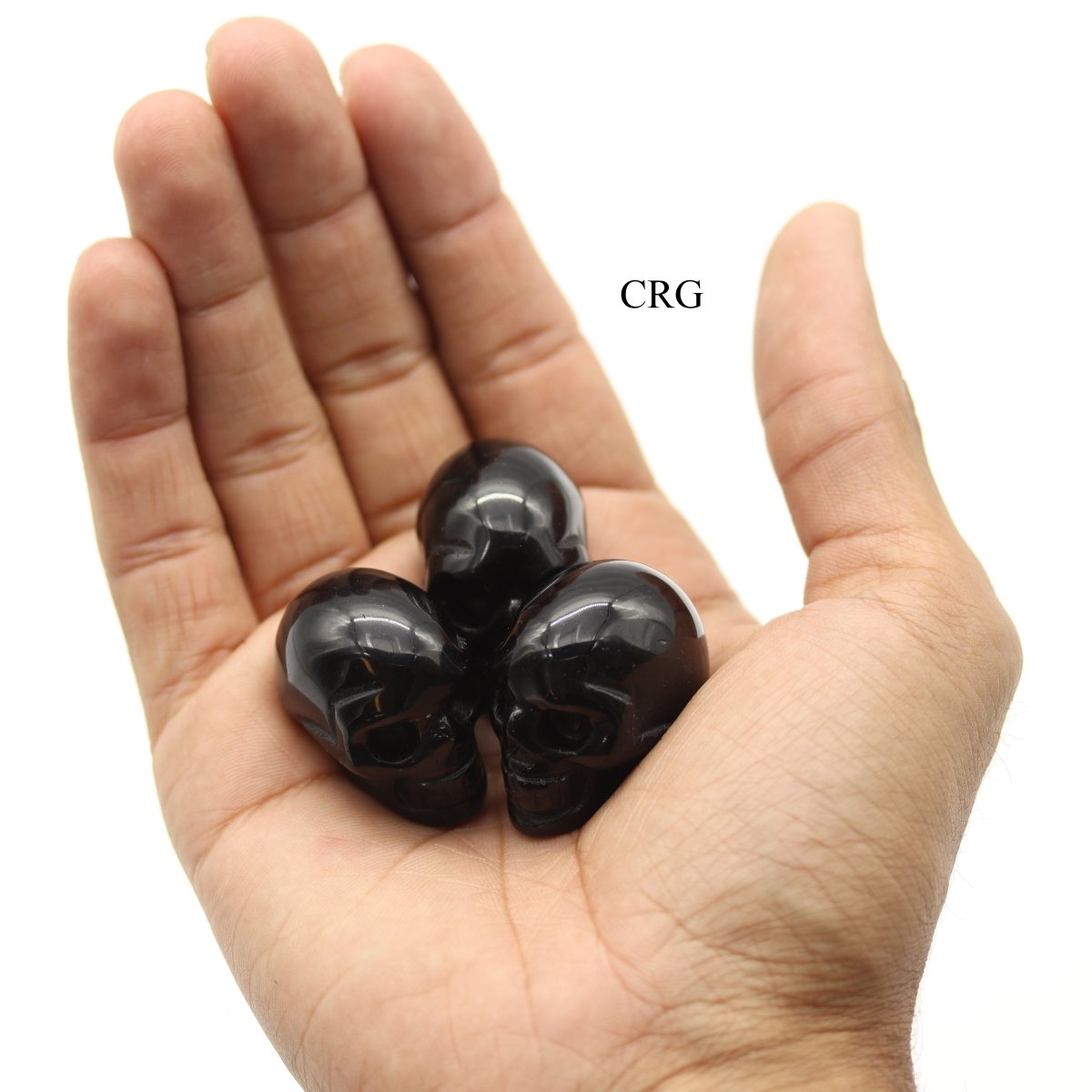 QTY 1 - Black Tourmaline Gemstone Skull / 1.5" AVG